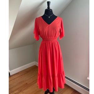 She and Sky Ruffle Midi Dress Sz S
